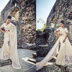 White net saree