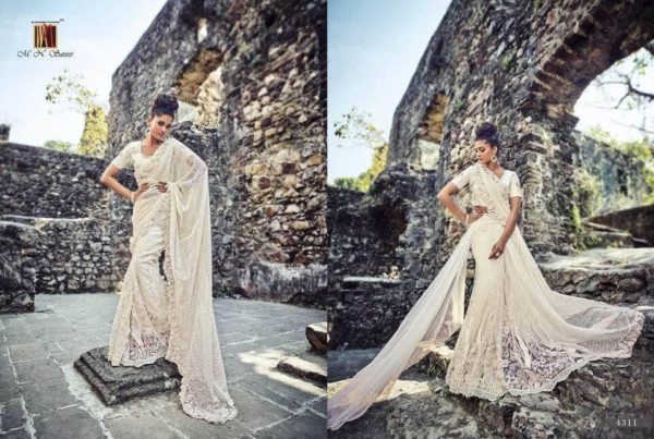 White net saree