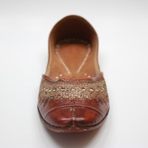 Leather Gold Zari Jutti (Dark)
