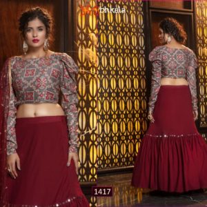 Maroon and Beige lehanga