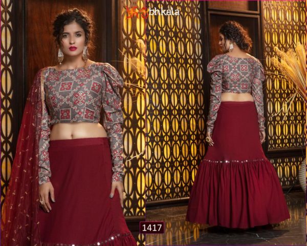 Maroon and Beige lehanga