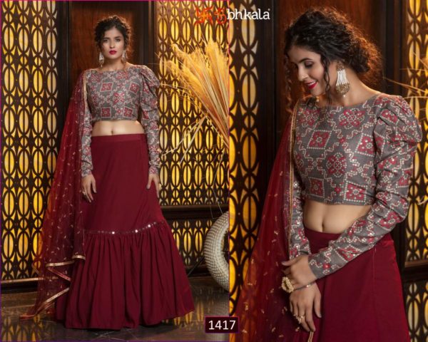Maroon and Beige lehanga - Image 2