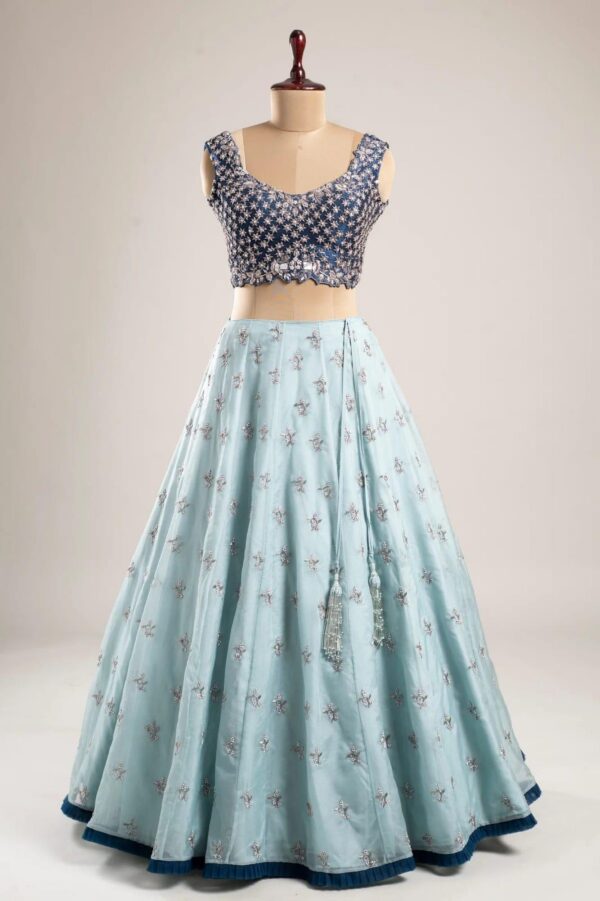 Bridesmaid Lehangas (New Collection) - Royal Blue with Light Blue - Image 3