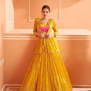 Bridesmaid Lehangas (New Collection) - Yellow with Pink