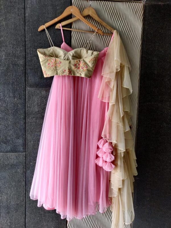 Cocktail Lehangas (2024 Collection) - Baby Pink with Off White