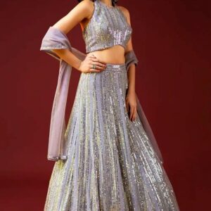Cocktail Lehangas (2024 Collection) - Grey with Silver