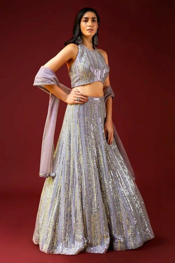Cocktail Lehangas (2024 Collection) - Grey with Silver