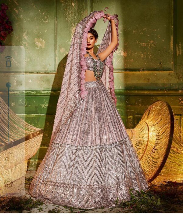Cocktail Lehangas (2024 Collection) - Pink with Silver