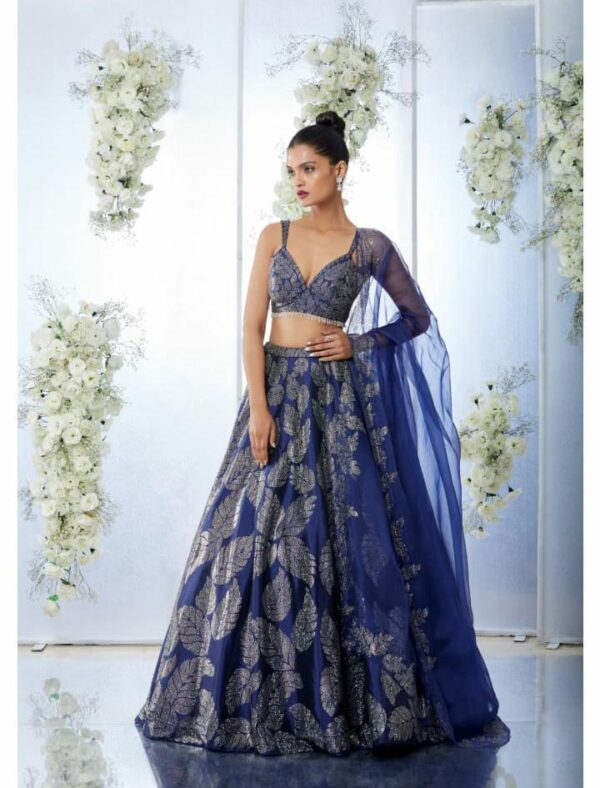 Cocktail Lehangas (2024 Collection) - Royal Blue with Silver
