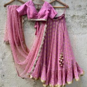 Cocktail Lehangas (2024 Collection) - Tea Pink with Golden