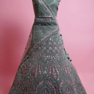 Engagement Lehangas (2024 Collection) - Sea Green with Pink