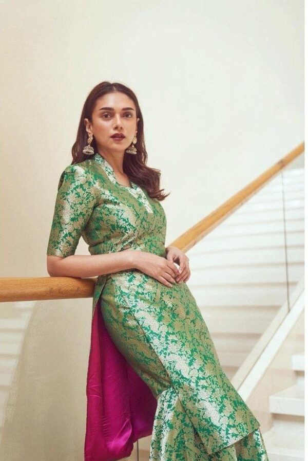 Fusion Attire (New Collection) - Green with Golden
