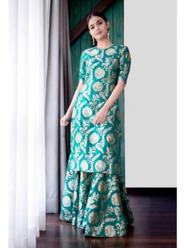 Fusion Attire (New Collection) - Sea Green with Silver