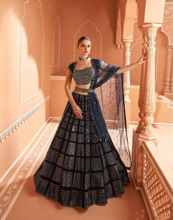 Mehndi Lehanga (2024 Collection) - Black with Silver