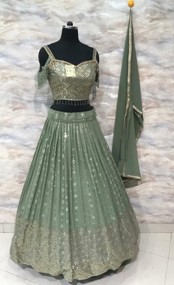 Mehndi Lehanga (2024 Collection) - Dull Green