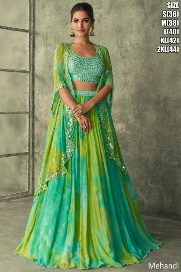 Mehndi Lehanga (2024 Collection) - Light Green with Parrot Green