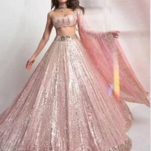 Mehndi Lehanga (2024 Collection) - Light Pink with Silver