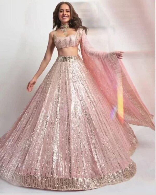 Mehndi Lehanga (2024 Collection) - Light Pink with Silver