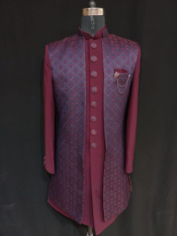 Mens Wear (New Collection) 2024 - Maroon Jamawar Design