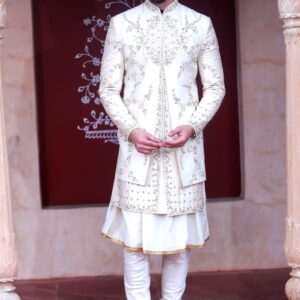 Mens Wear (New Collection) 2024 - White Sherwani