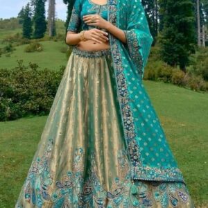 Partywear Lehanga (2024 Collection) - Ocean Green