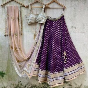 Partywear Lehanga (2024 Collection) - Purple with Golden